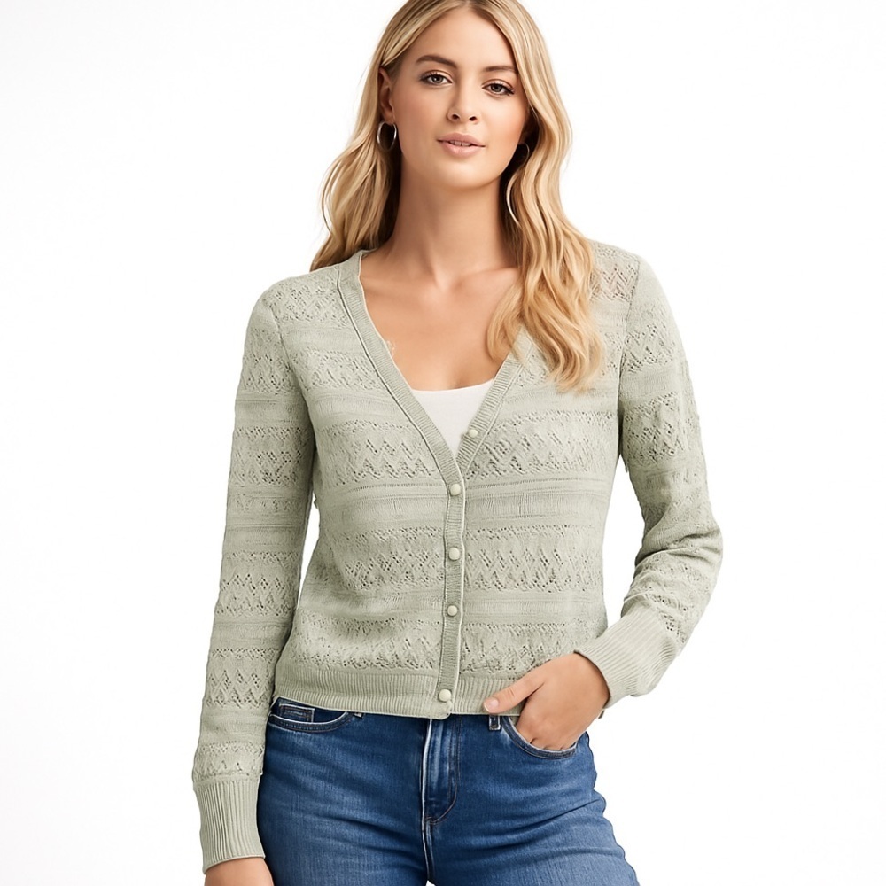 Frye Sage Green Knit Cardigan Sweater Womens XL Cozycore